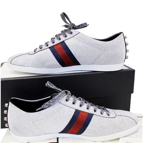 fake silver gucci sneakers|Gucci crystal studded sneakers.